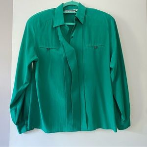 Vintage Dana Alexander Green Hidden Button Down Blouse